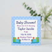 Cute Speelgoed Train Baby Shower Invitations Kaart (Staand voorkant)