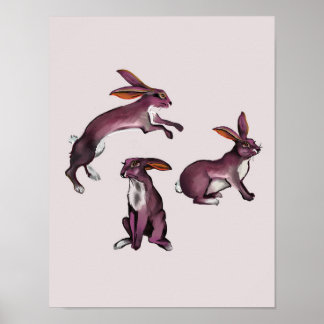 Cute & speelse paarse konijn kunst voor kinderen poster