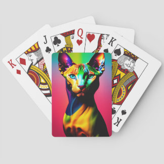 Cute Sphynx Cat Colorful Art Pokerkaarten