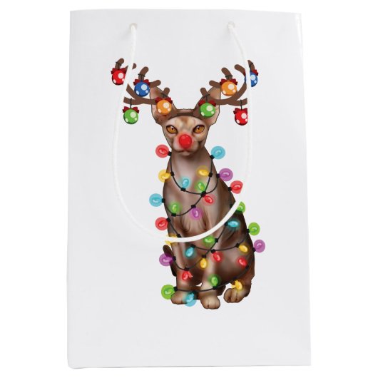 Cute Sphynx Cat Lover Funny Xmas Holiday Gift Medium Cadeauzakje (Voorkant)