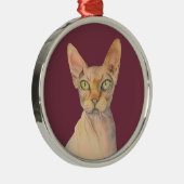 Cute Sphynx Cat Waterverf Illustratie Metalen Ornament (Rechts)