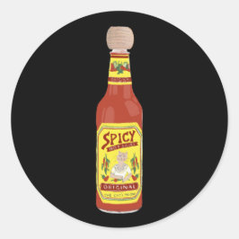 Cute Spicy Cats hot sauce afbeelding zwart Ronde Sticker