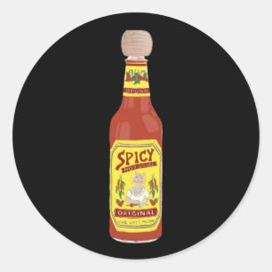 Cute Spicy Cats hot sauce afbeelding zwart Ronde Sticker