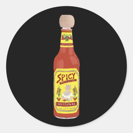 Cute Spicy Cats hot sauce afbeelding zwart Ronde Sticker (Voorkant)