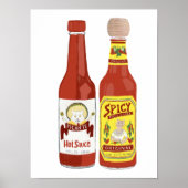 Cute Spicy Cats hot sauce-illustratie Poster (Voorkant)