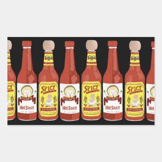 Cute Spicy Cats hot sauces afbeelding zwart Rechthoekige Sticker (Voorkant)