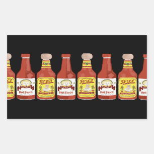 Cute Spicy Cats hot sauces afbeelding zwart Rechthoekige Sticker