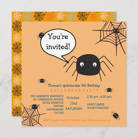Cute Spider Birthday/Halloween Child (Voorkant / Achterkant)