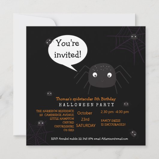 Cute Spider Birthday/Halloween Child (Voorkant)