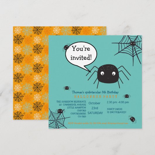 Cute Spider Birthday/Halloween Child (Voorkant / Achterkant)