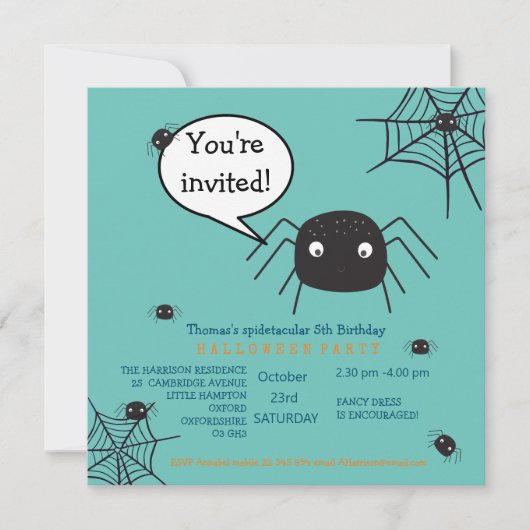 Cute Spider Birthday/Halloween Child (Voorkant)