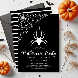 Cute Spider Black en White Halloween Party Kaart