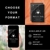 Cute Spider Black en White Halloween Party Kaart