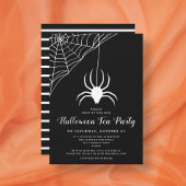 Cute Spider Black & White Halloween Tea Party Kaart