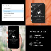 Cute Spider Black & White Halloween Tea Party Kaart