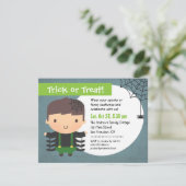 Cute Spider Boy Kinder Halloween Party-uitnodiging Kaart (Staand voorkant)
