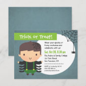Cute Spider Boy Kinder Halloween Party-uitnodiging Kaart (Voorkant / Achterkant)
