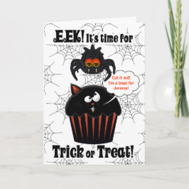 Cute Spider en Cupcake Custom Halloween Kaart