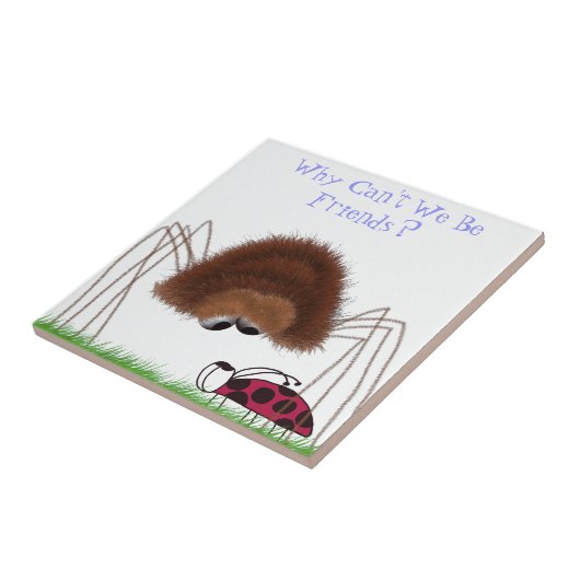 Cute Spider en Ladybug Illustratie Tegeltje (Zijkant)