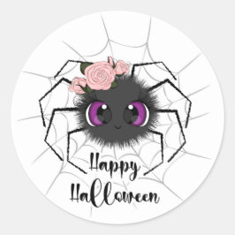 Cute Spider en Rozen Ronde Sticker