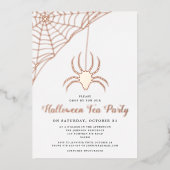 Cute Spider Halloween Tea Party Roos Gold Folie Uitnodiging (Voorkant)