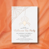 Cute Spider Halloween Tea Party Roos Gold Folie Uitnodiging