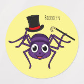 Cute spider in top hat cartoon labels (Design 2)