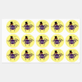 Cute spider in top hat cartoon labels (Vel)