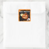 Cute Spider Jack o' Lantern Kinder Halloween Vierkante Sticker (Tas)