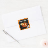 Cute Spider Jack o' Lantern Kinder Halloween Vierkante Sticker (Envelop)