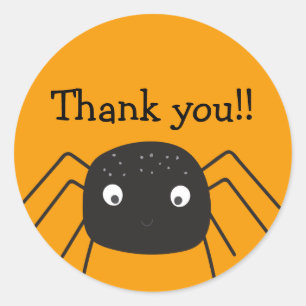 Cute Spider pumpkin sinaasappel Dank u wel Ronde Sticker