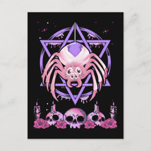 Cute Spider Satan Moon Pastel Gothic Kawaii Briefkaart
