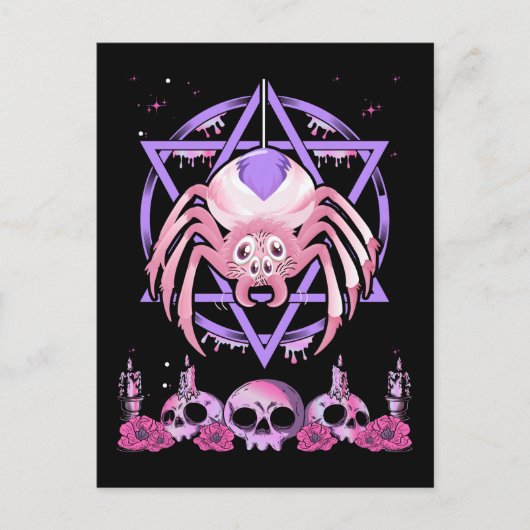 Cute Spider Satan Moon Pastel Gothic Kawaii Briefkaart (Voorkant)