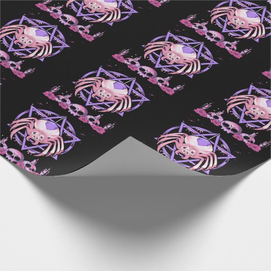 Cute Spider Satan Moon Pastel Gothic Kawaii Cadeaupapier (Hoek)