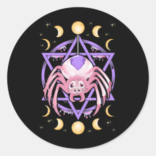 Cute Spider Satan Moon Pastel Gothic Kawaii Ronde Sticker