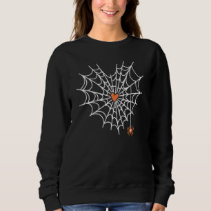 Cute Spider Web Cobweb Heart Halloween Sinaasappel Trui