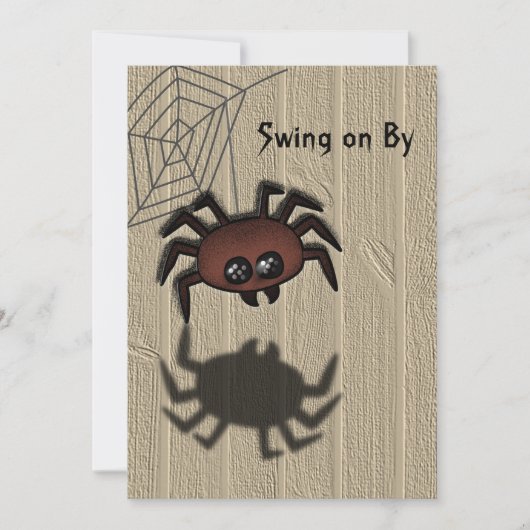 Cute Spider zingt op uitnodiging van Halloween (Voorkant)