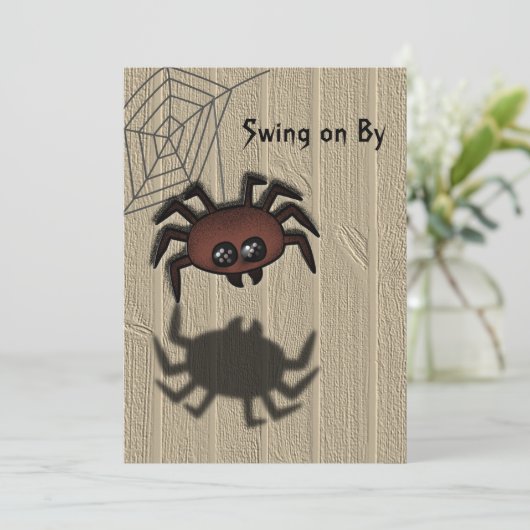 Cute Spider zingt op uitnodiging van Halloween (Staand voorkant)