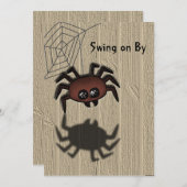 Cute Spider zingt op uitnodiging van Halloween (Voorkant / Achterkant)