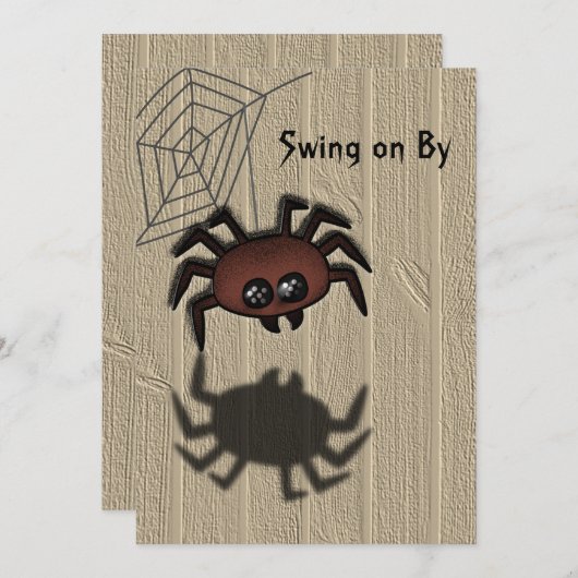 Cute Spider zingt op uitnodiging van Halloween (Voorkant / Achterkant)