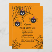 Cute Spiders Halloween Party Invitation Kaart (Voorkant / Achterkant)