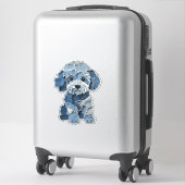 Cute spijkerbroek patchwork hond illustratie sticker (Koffer)