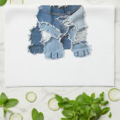 Cute spijkerbroek patchwork hond illustratie theedoek (Gevouwen)