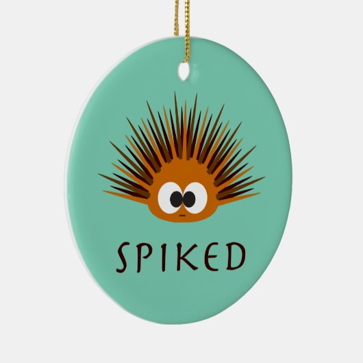 Cute Spiked Oranje Zee Urchin Keramisch Ornament (Rechts)
