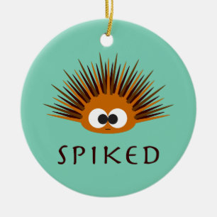 Cute Spiked Oranje Zee Urchin Keramisch Ornament