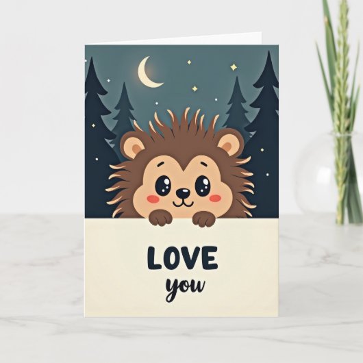 Cute Spiky Hedgehog Love You Card Kaart (Voorkant)