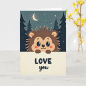 Cute Spiky Hedgehog Love You Card Kaart (Gele Bloem)
