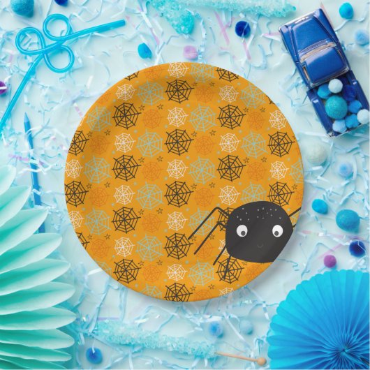 Cute spin and spider web pattered Halloween Papieren Bordje (Feest)
