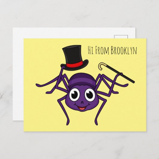 Cute spin in bovenste hoed cartoon briefkaart (Voorkant / Achterkant)