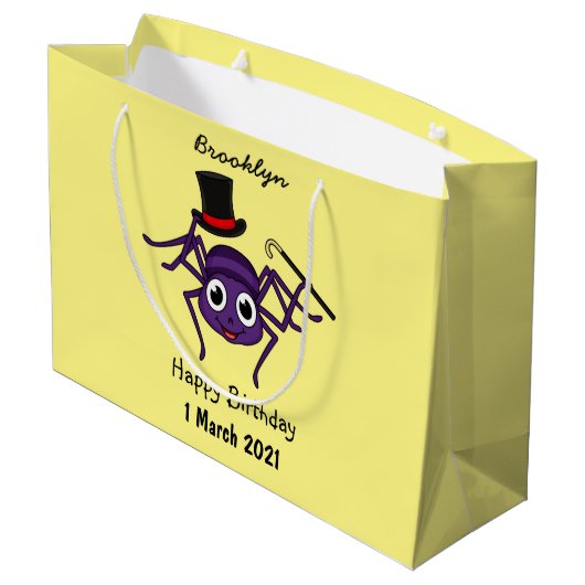 Cute spin in bovenste hoed cartoon groot cadeauzakje (Achterkant Gekanteld)